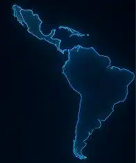 Map outline of Latin America representing Overcome partnerships